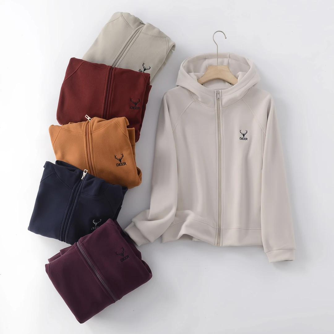 【秋意盎然】秋季小鹿刺绣时尚洋气简约休闲百搭连帽外套65