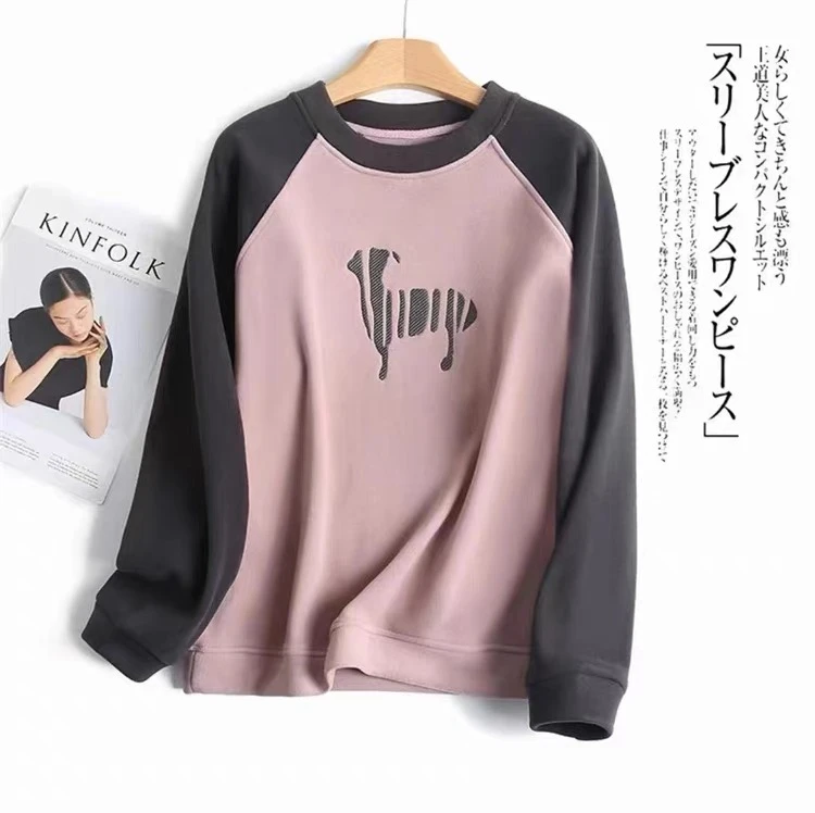 【一鹿有你】616秋冬款圆领重工刺绣防风加绒加厚卫衣