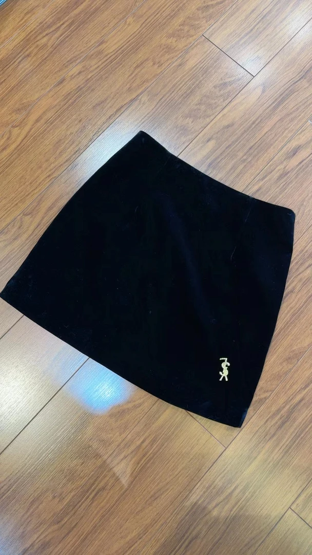 3865气质显瘦黑色高级感丝绒半身裙（裙长43）