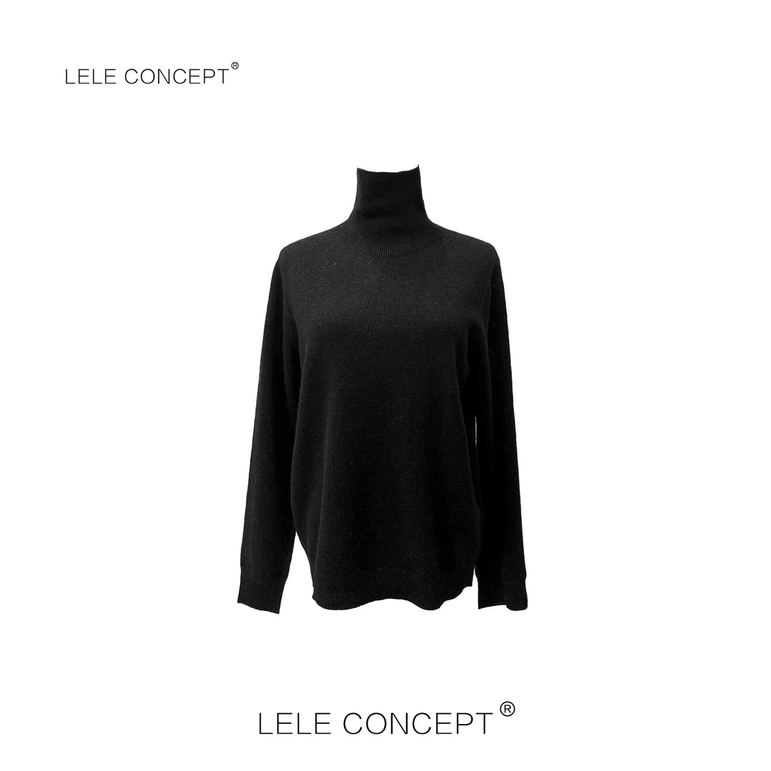 LELE CONCEPT｜「如一」秋常规针织百搭闪金黑色高领毛衣S0653