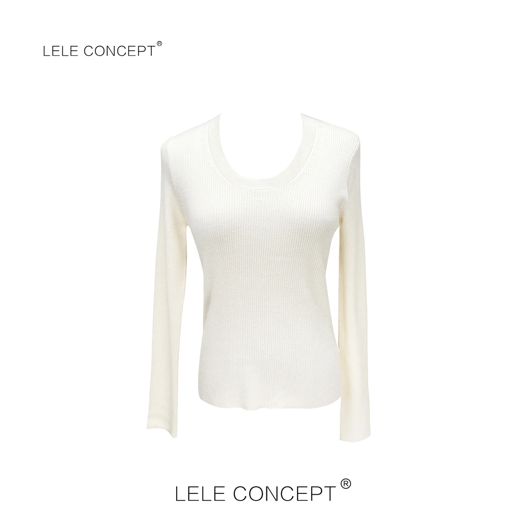 LELE CONCEPT丨「如一」净版简约显瘦舒适百搭鹅蛋领针织上衣S0594