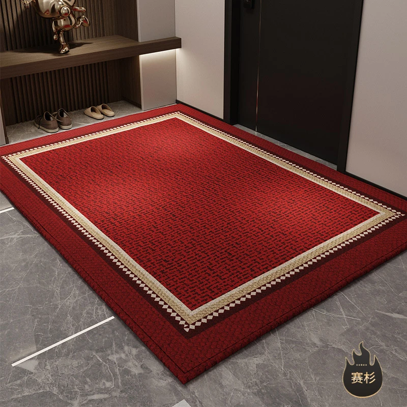 红色喜庆新年入户门地垫家用玄关高级感进门门垫吸水防滑耐脏脚垫