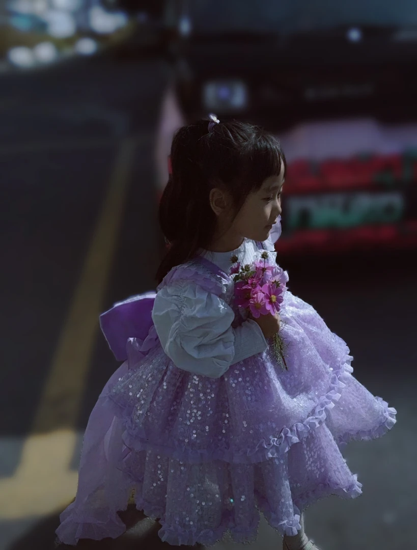 琪琪妈咪定制重工四季款拖尾礼服“紫色星河”不配打底