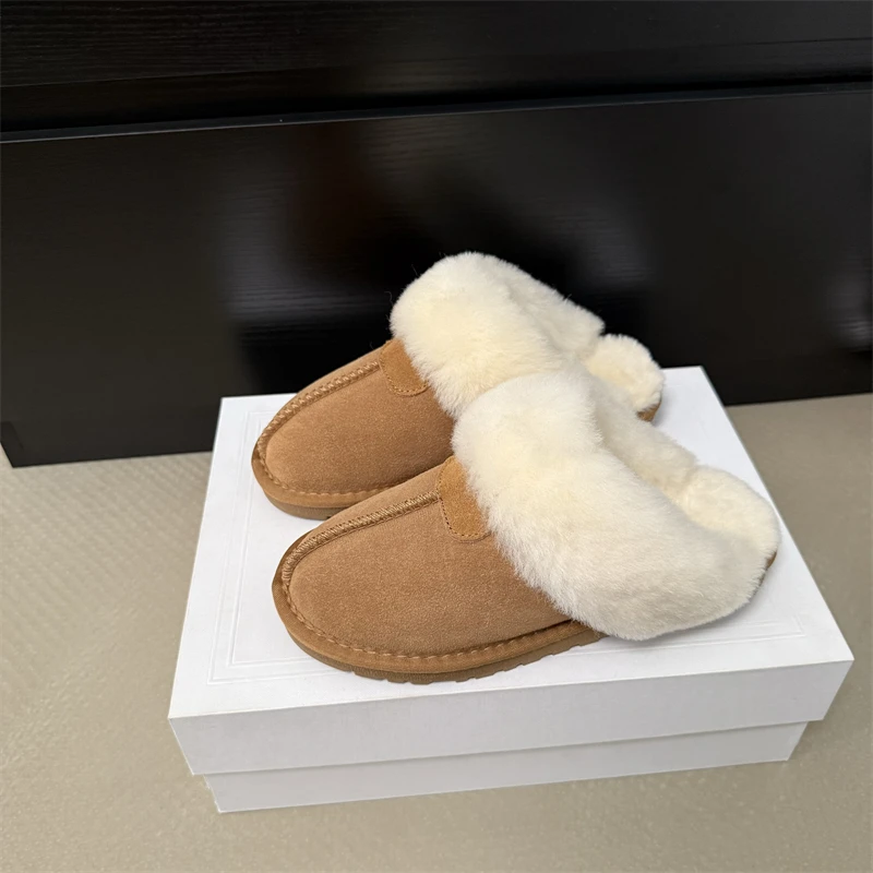网红同款羊皮毛一体拖鞋女冬季外穿百搭加绒雪地拖保暖包头半拖鞋