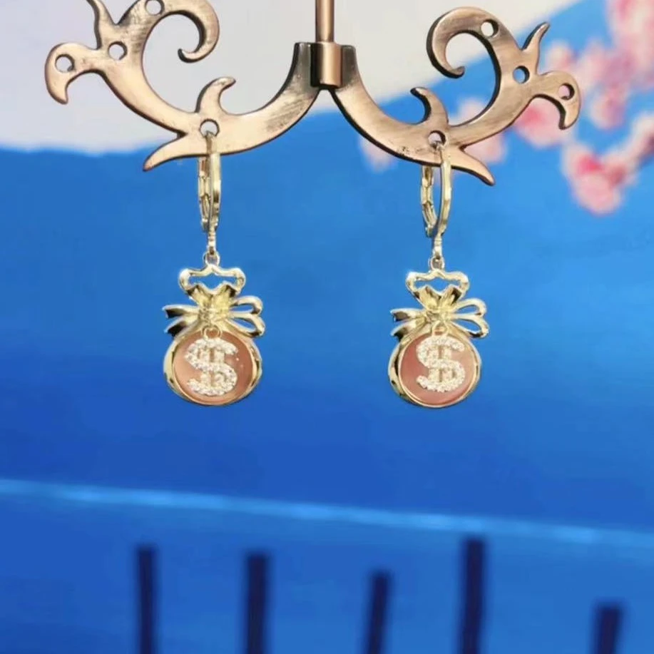 铜合金耳饰 （182号）福禄双全迷你型吊坠精致气质时尚小众设计耳饰