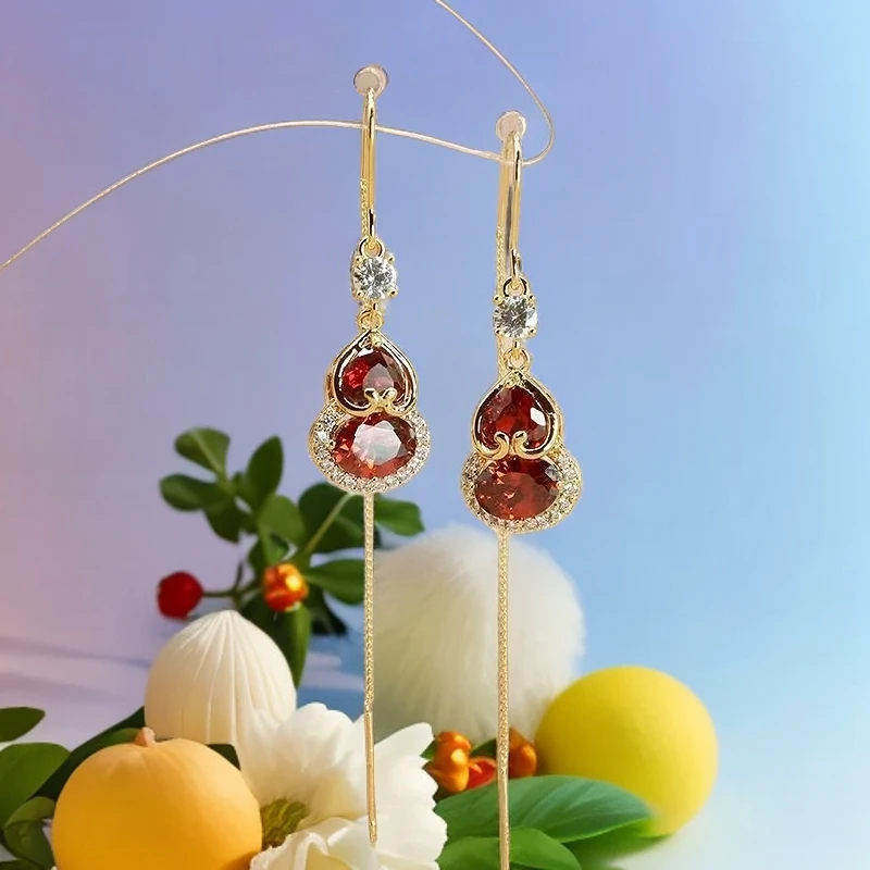 铜合金耳饰 （423号）925银红色耳线气质女神时尚百搭设计