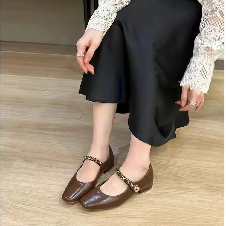 2025爆款单鞋超级百搭平底又好看方头浅口洋气新款优雅舒适不磨脚