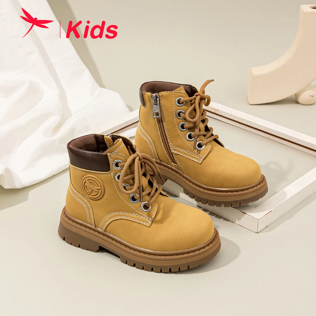 红蜻蜓男女童鞋秋冬款大黄靴时尚马丁靴耐磨防滑短靴单靴潮童穿搭