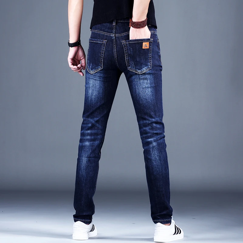 2025爆款男士高端秋冬显瘦潮流男牛仔裤男装修身小脚百搭防风韩版