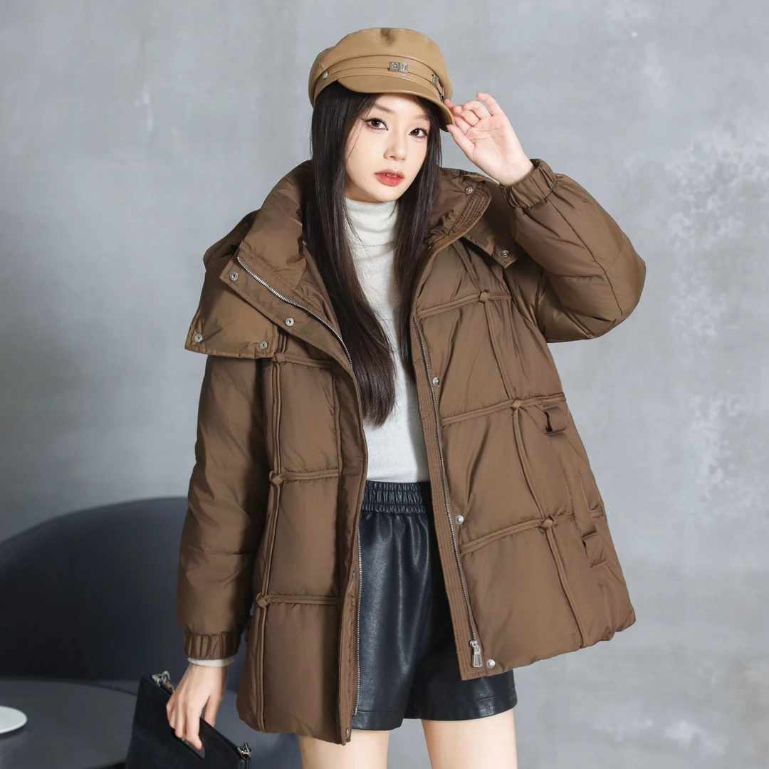 冬季短款白鸭绒羽绒服时尚百搭休闲简约加厚保暖连帽外套BO-23163