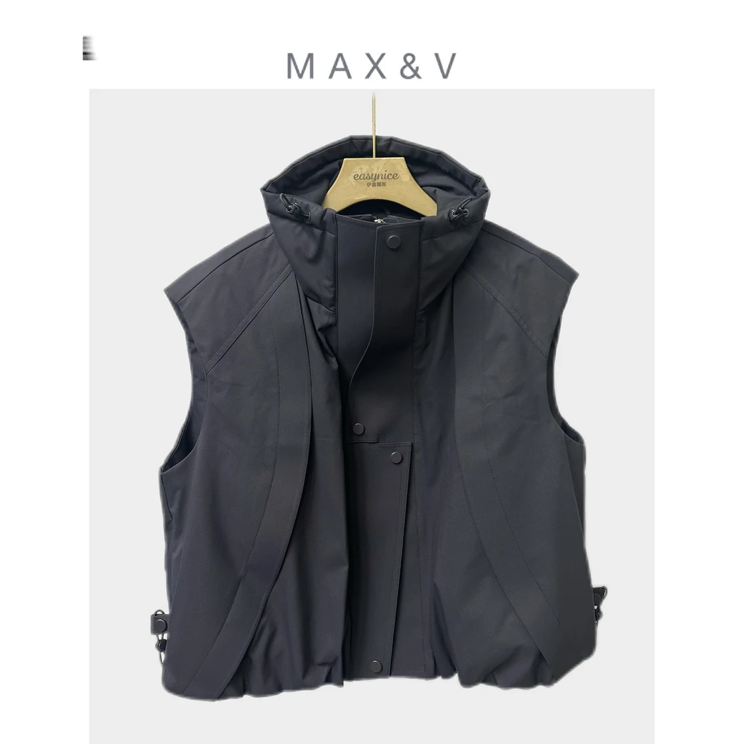 秋冬新款马夹休闲简约百搭立领宽松显瘦女士无袖外套 QXER-198