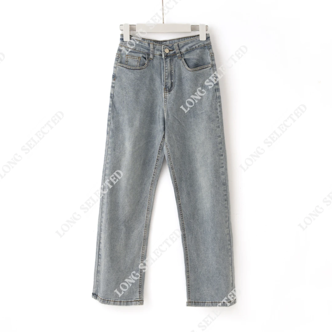 【特价-占单者限购】Q1507高级感美式复古休闲时髦通勤直筒牛仔裤