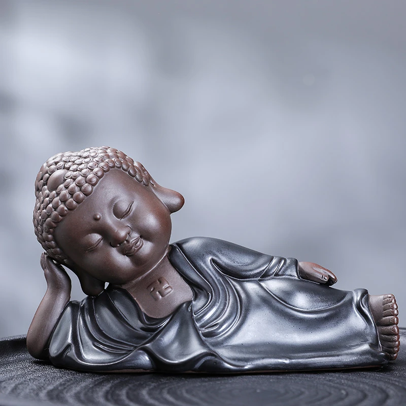 卧佛睡佛释迦摩尼如来佛卧佛摆件创意家居紫陶摆件卧佛佛佗茶宠