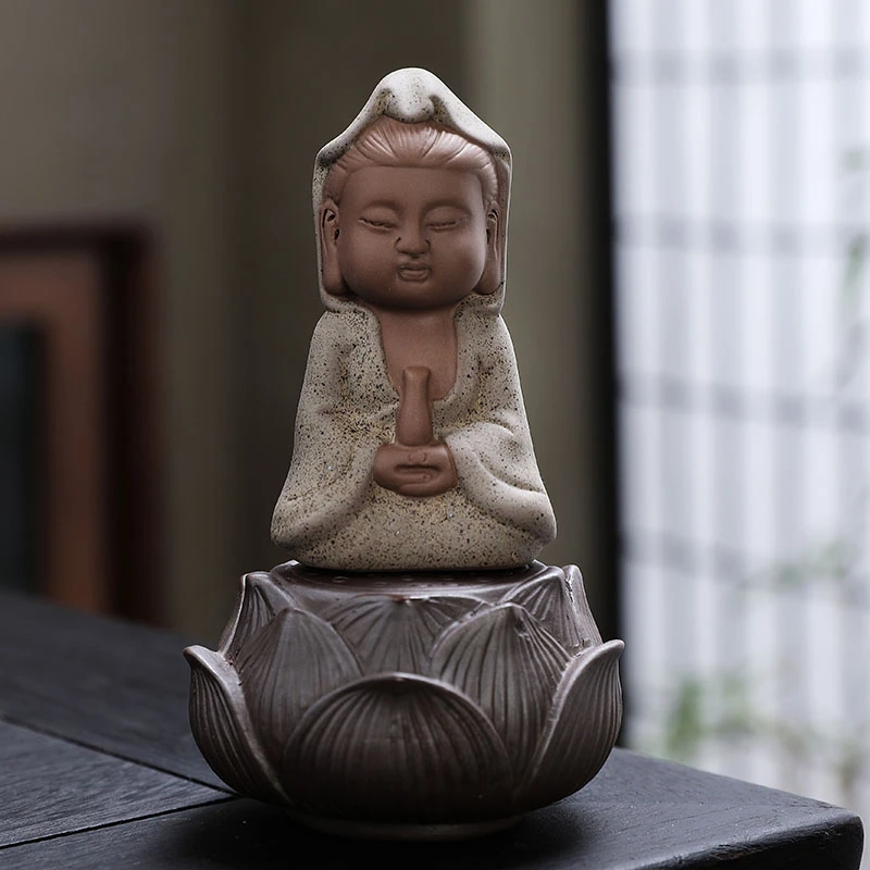 【珅岚】精品小观音莲花小观音茶宠摆件茶道陶瓷创意茶玩紫砂可养