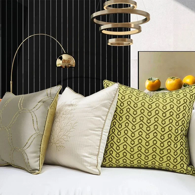 新中式床头沙发抱枕套靠垫靠枕绸缎样板房间酒店客厅卧室护腰靠背