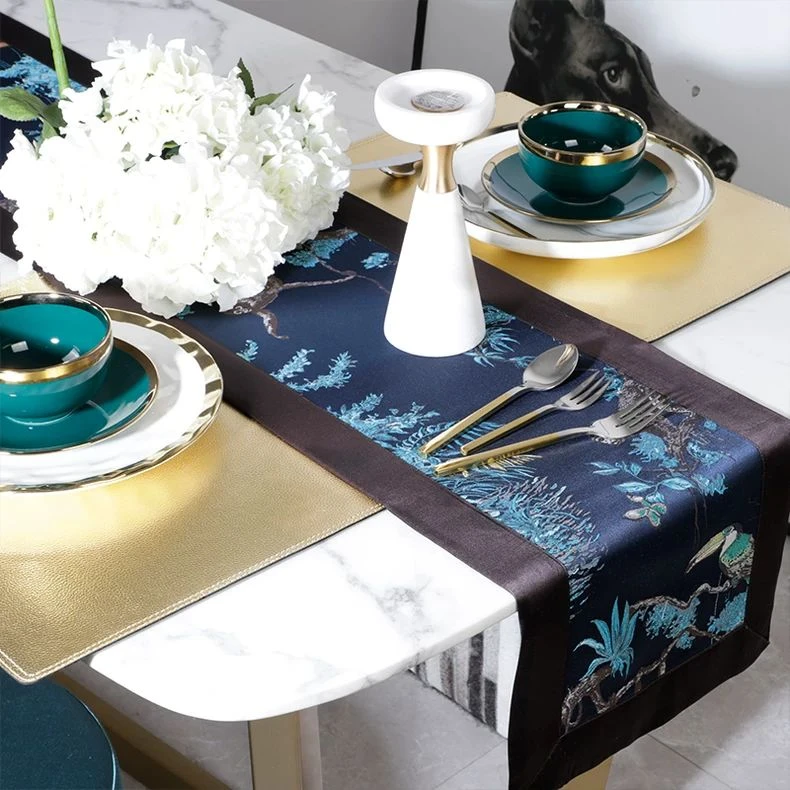 中国风桌旗新中式餐桌垫轻奢茶几装饰布古典混纺桌布现代简约床旗