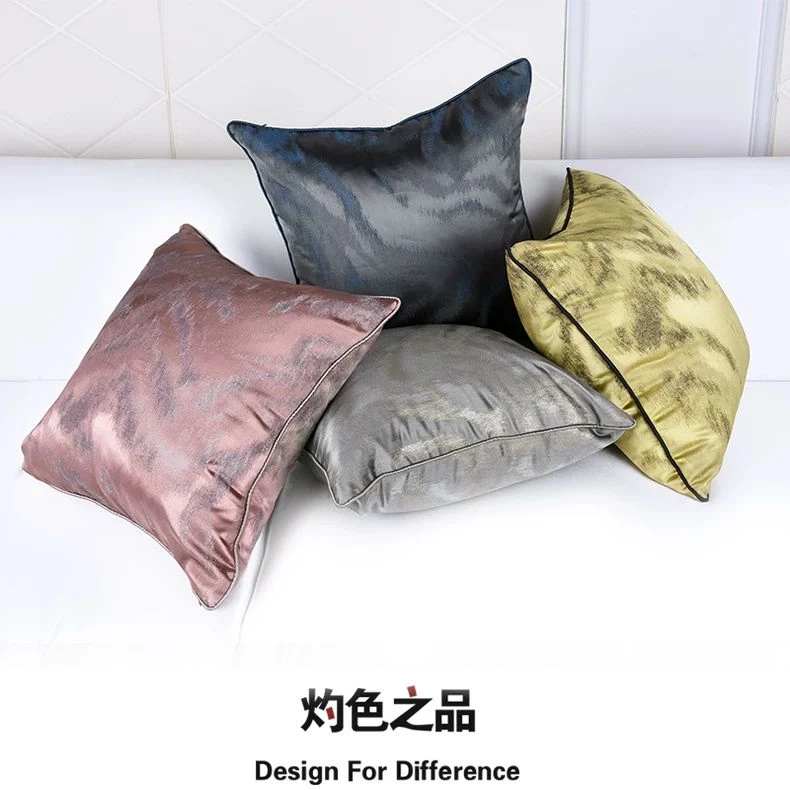 现代新古典缎面轻奢样板间抱枕靠枕靠垫多色双面抽象几何酒店枕套