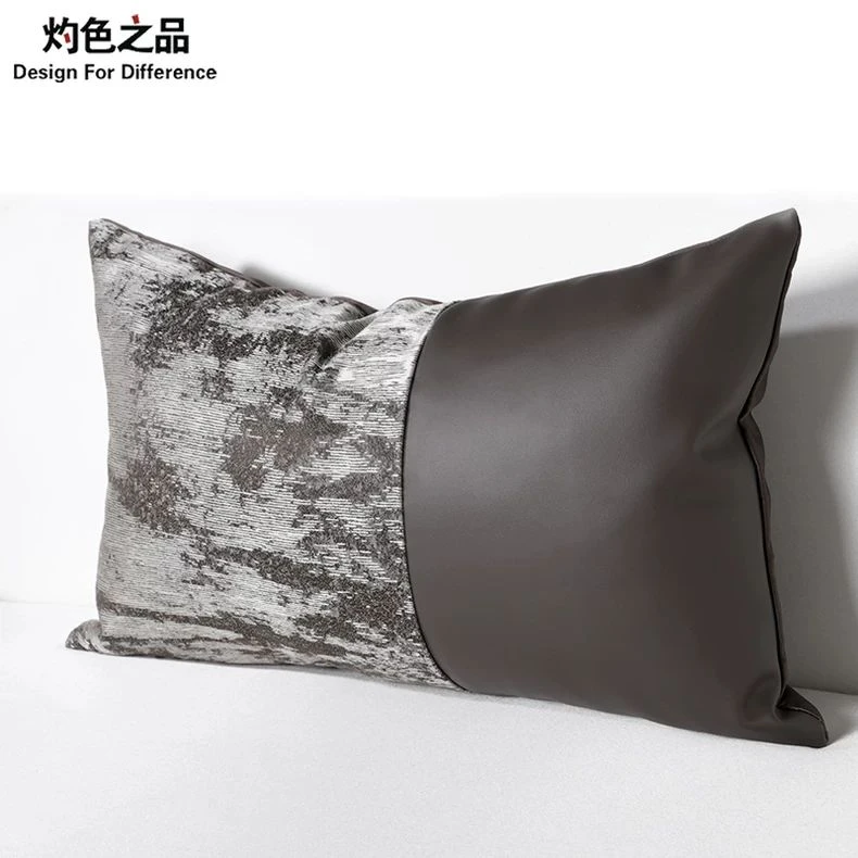 皮质丝绒现代轻奢咖色床头靠枕长方形靠背套沙发客厅北欧护腰靠垫