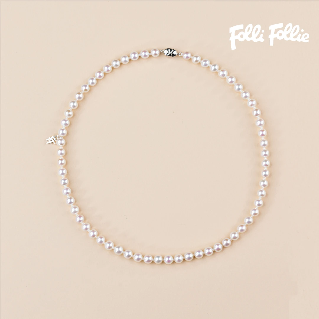 follifollie【经典系列】淡水珍珠项链S925银镶嵌6-7mm时尚经典强光