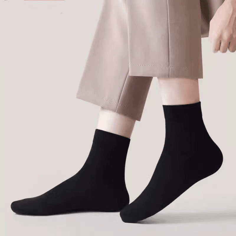袜子男士黑白灰纯色春夏透气白色柔软舒适运动袜中筒男士防臭袜
