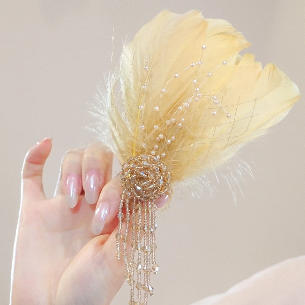 小众设计师款金色显气质轻奢小众鸡毛夹碎发刘海夹边夹1843