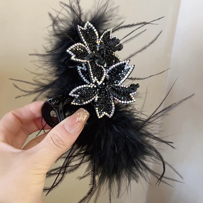 秋冬新款毛毛抓夹显气质显发量气质百搭毛毛抓夹1167