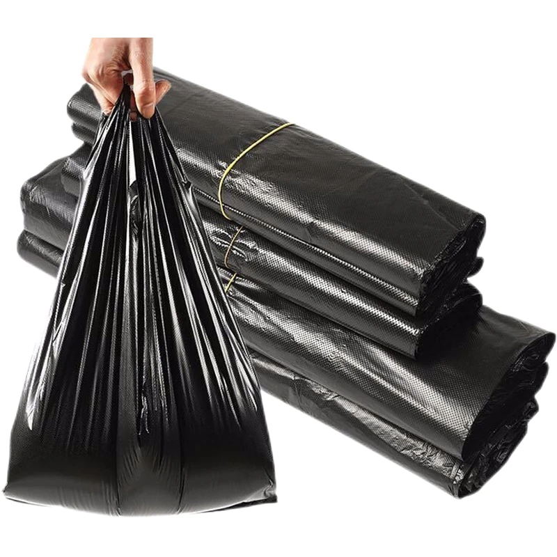 黑色垃圾袋背心手提式中大号加厚手提家用厨房塑料袋一次性批发