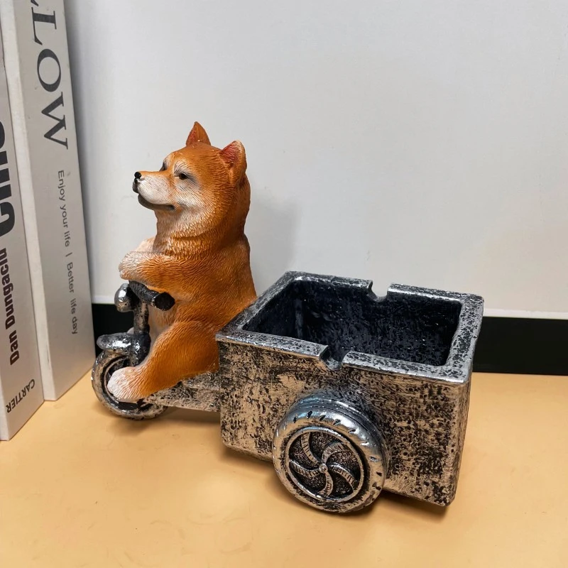 烟灰缸创意个性潮流高端大气上档次防飞灰家用办公室哈士奇摆件