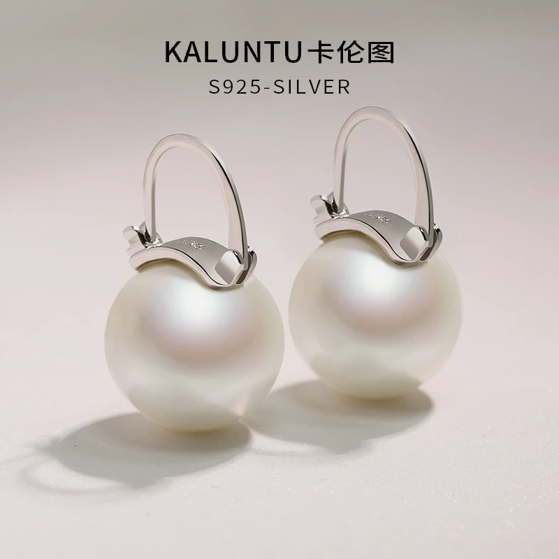 925银仿珍珠耳饰 正品高档耳环时尚气质纯银耳扣女秋冬大珠子耳坠