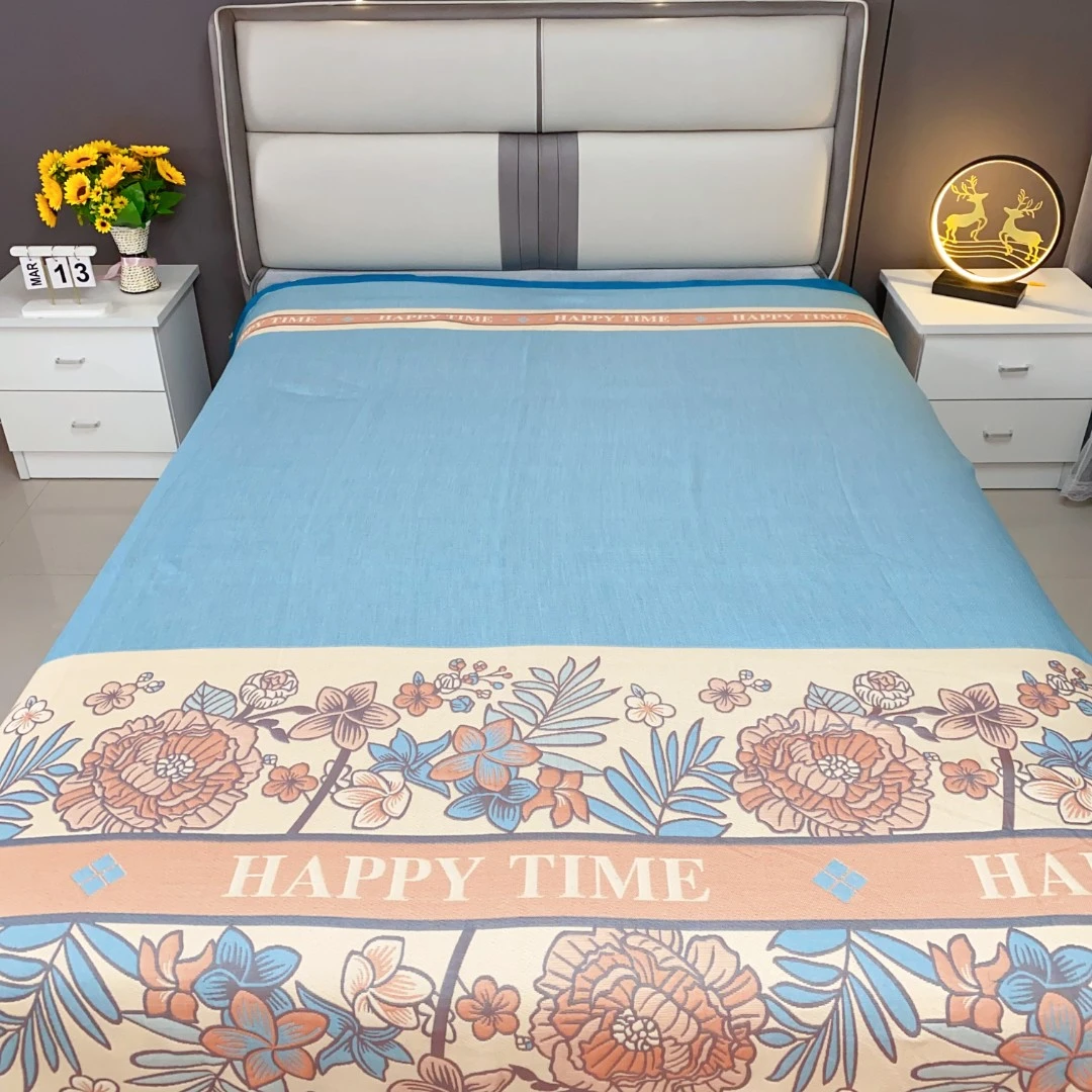 【春游记】230*250纱布盖毯多功能盖毯四季通用床单柔软双层包边