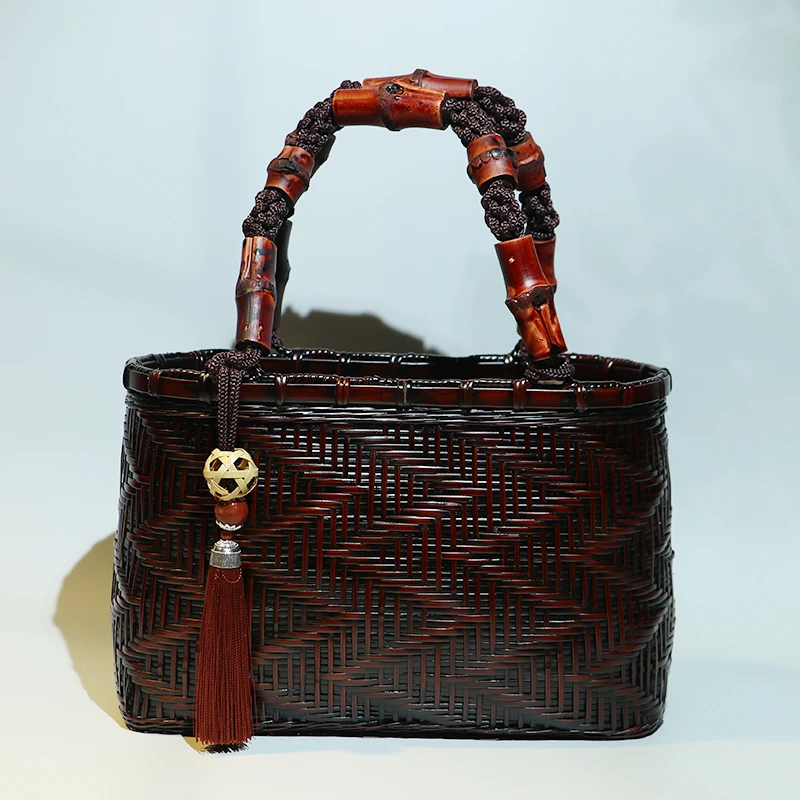 手工竹编包包复古国风手拎包文艺收纳包高颜值包