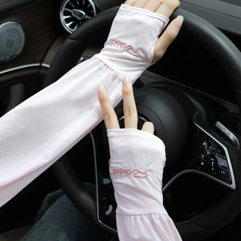 冰感加大加肥字母防晒冰袖男女冰丝袖套夏季薄款户外骑行开车护臂