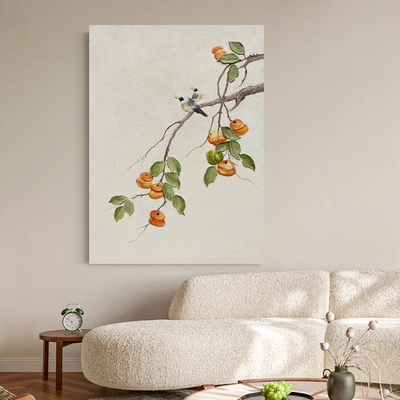 纯手绘油画《举世无双》中国风客厅立体肌理中古挂画玄关走廊装饰画