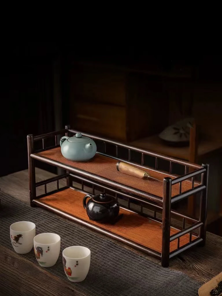 双层杯架壶架新中式茶杯架茶具收纳架紫砂壶摆放架工夫茶壶置物架