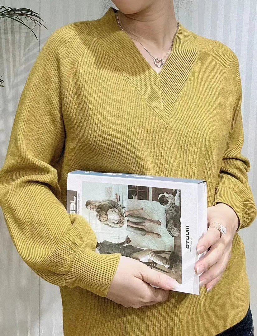 高端针织加厚毛衣V领时尚气质宽松3005