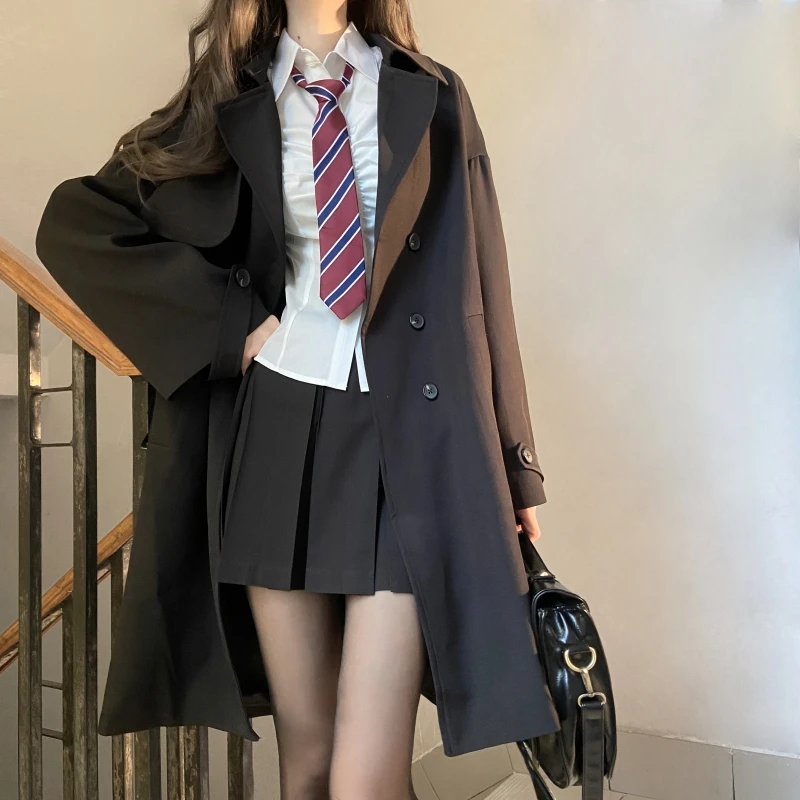 IQCQ气球熊【 黑色风衣外套】2023秋季新款中长款女校供百搭大衣