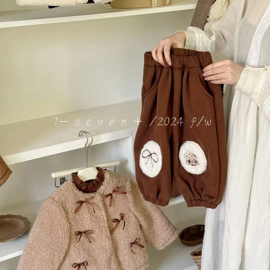 2024冬季新款女童加厚小熊百搭棉裤7351