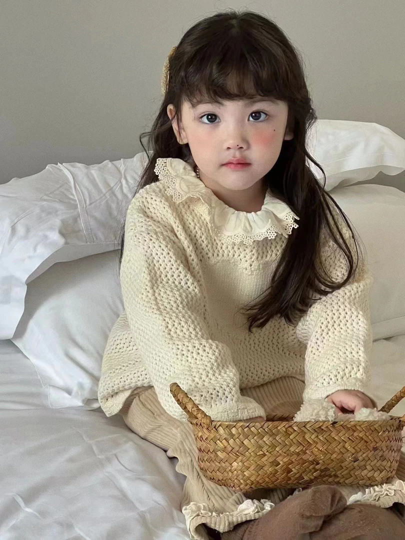 秋季新款女童爱心毛衣条绒裤套装