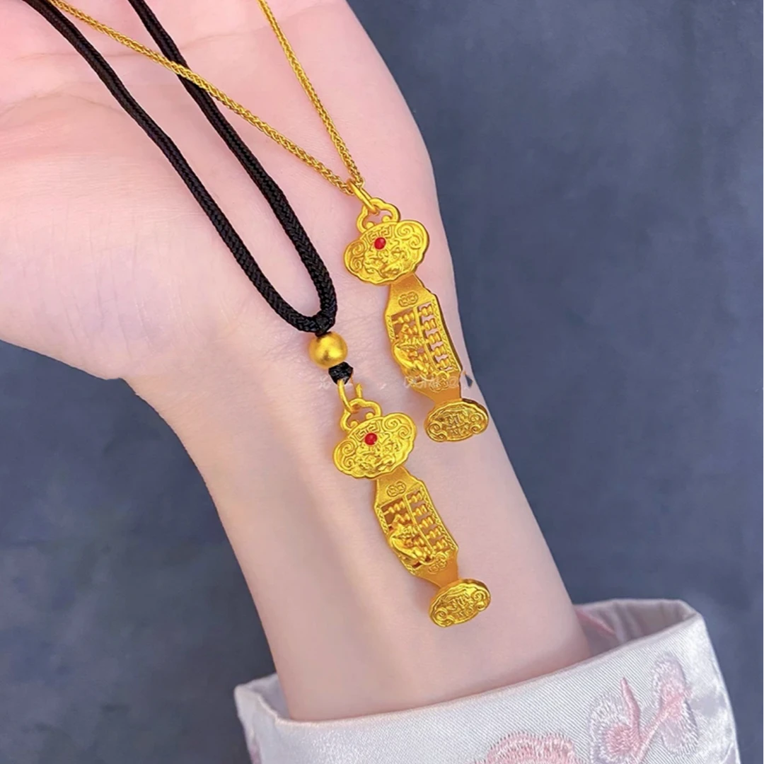 铜合金项链 日进斗金如意算盘项链 中式风古法传承首饰