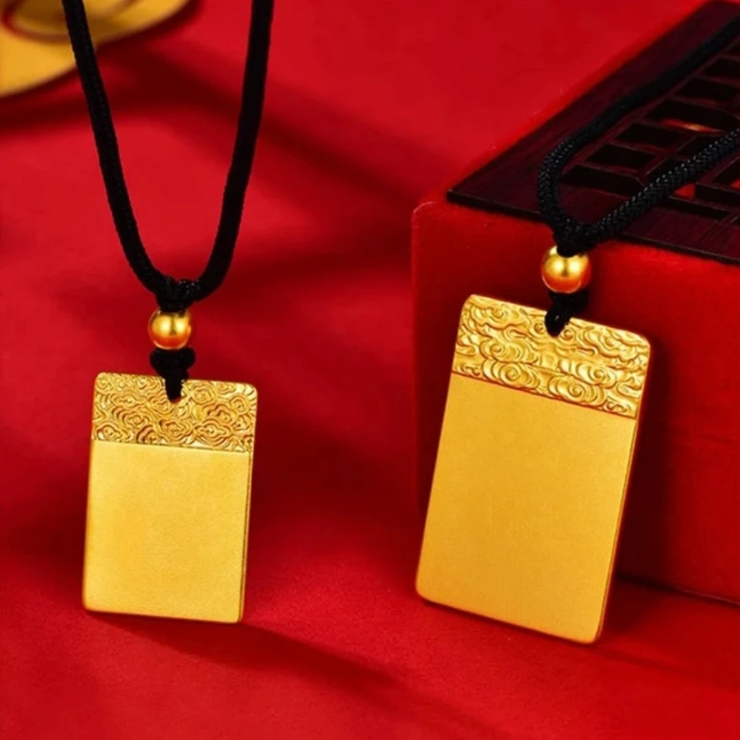 合金合成锆石项链 无事牌黑绳编织项链平安无事复古男女时尚品