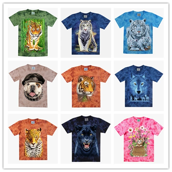 rock eagle/摇滚鹰泰国进口动物印花扎染男女款短袖打底衫大码T恤