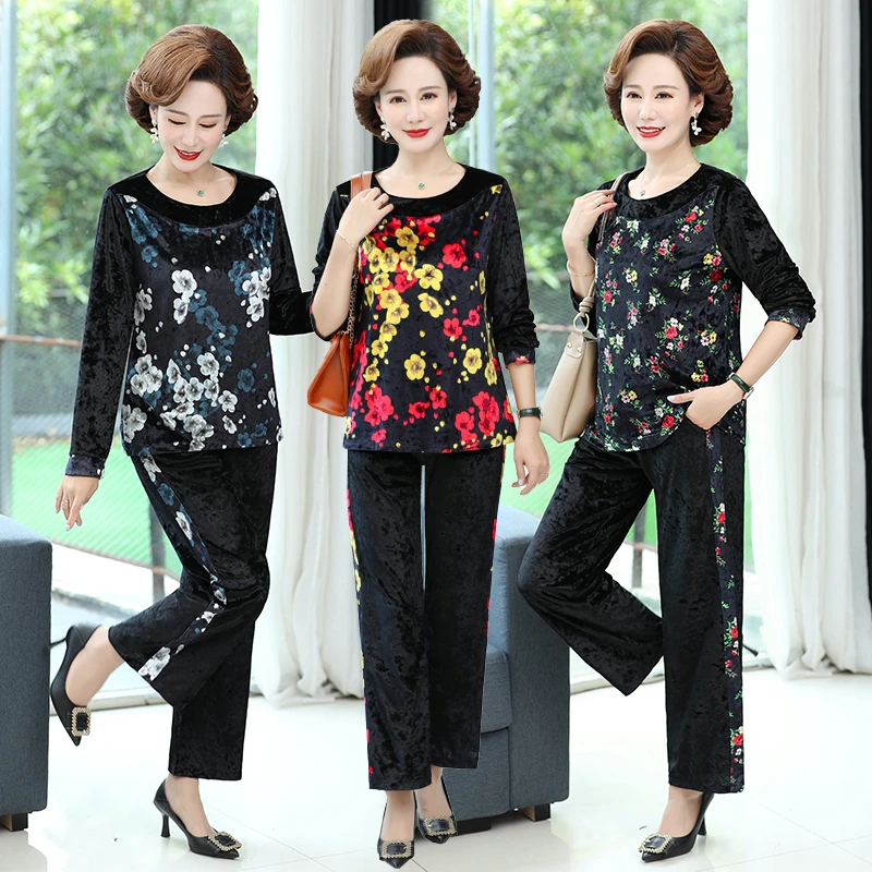 2024新款中老年女装妈妈装大码春秋显瘦气质时尚复古中国风套装