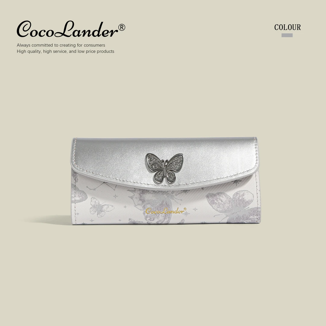 【朗哥老板福利】新款高档轻奢蝴蝶长款三折钱包百搭多卡位证件包