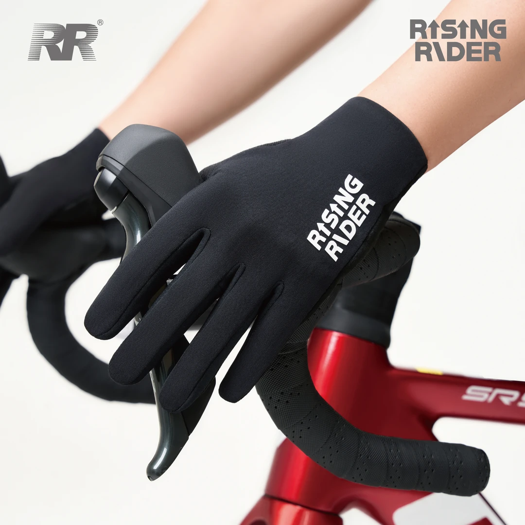 RR骑行长指掌垫手套秋冬男女保暖减震抓绒公路自行车触屏骑行装备