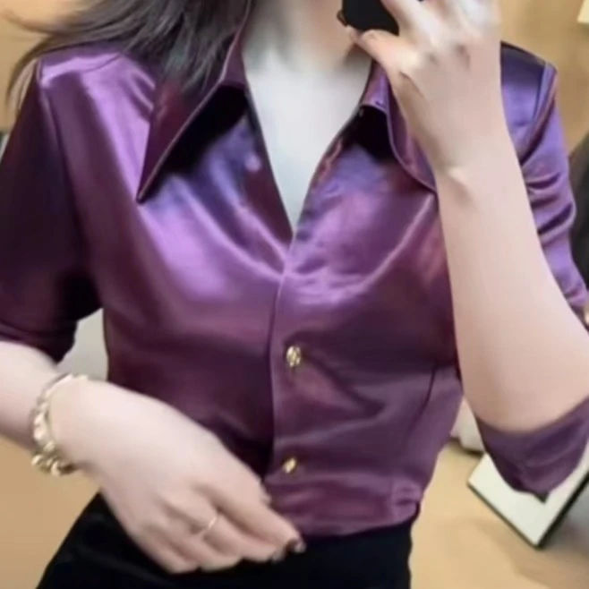 AA2024缎面春秋【薄款】衬衣气质显瘦洋气时尚修身百搭