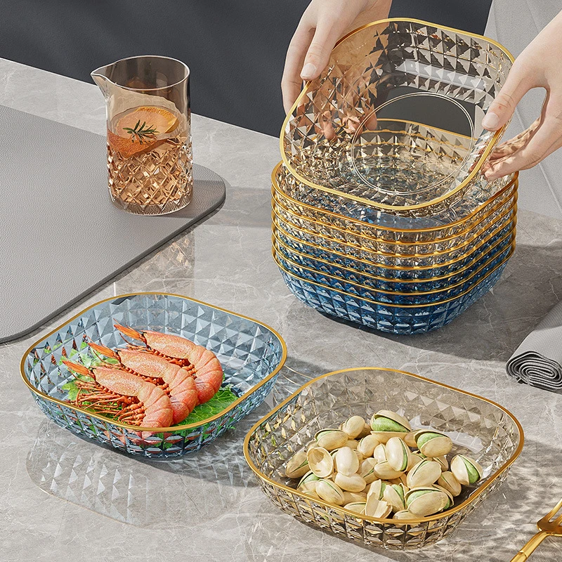 新款北欧轻奢吐骨碟厨房家用零食碟子创意点心盘金边钻纹小吃餐盘