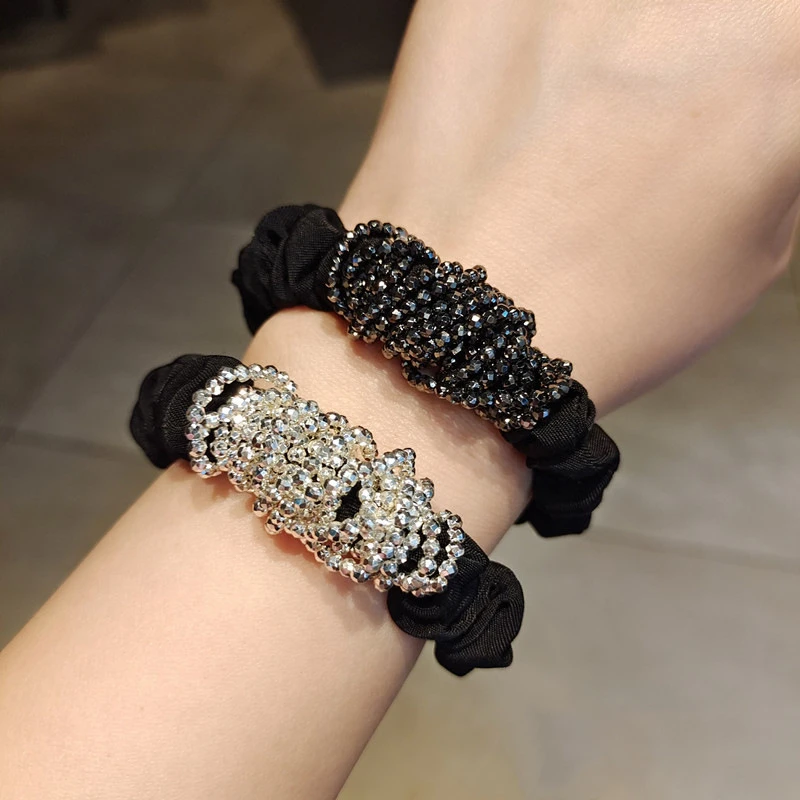 高级感高弹力发绳发圈串珠镶钻时尚头饰马尾扎头发皮套ins皮筋