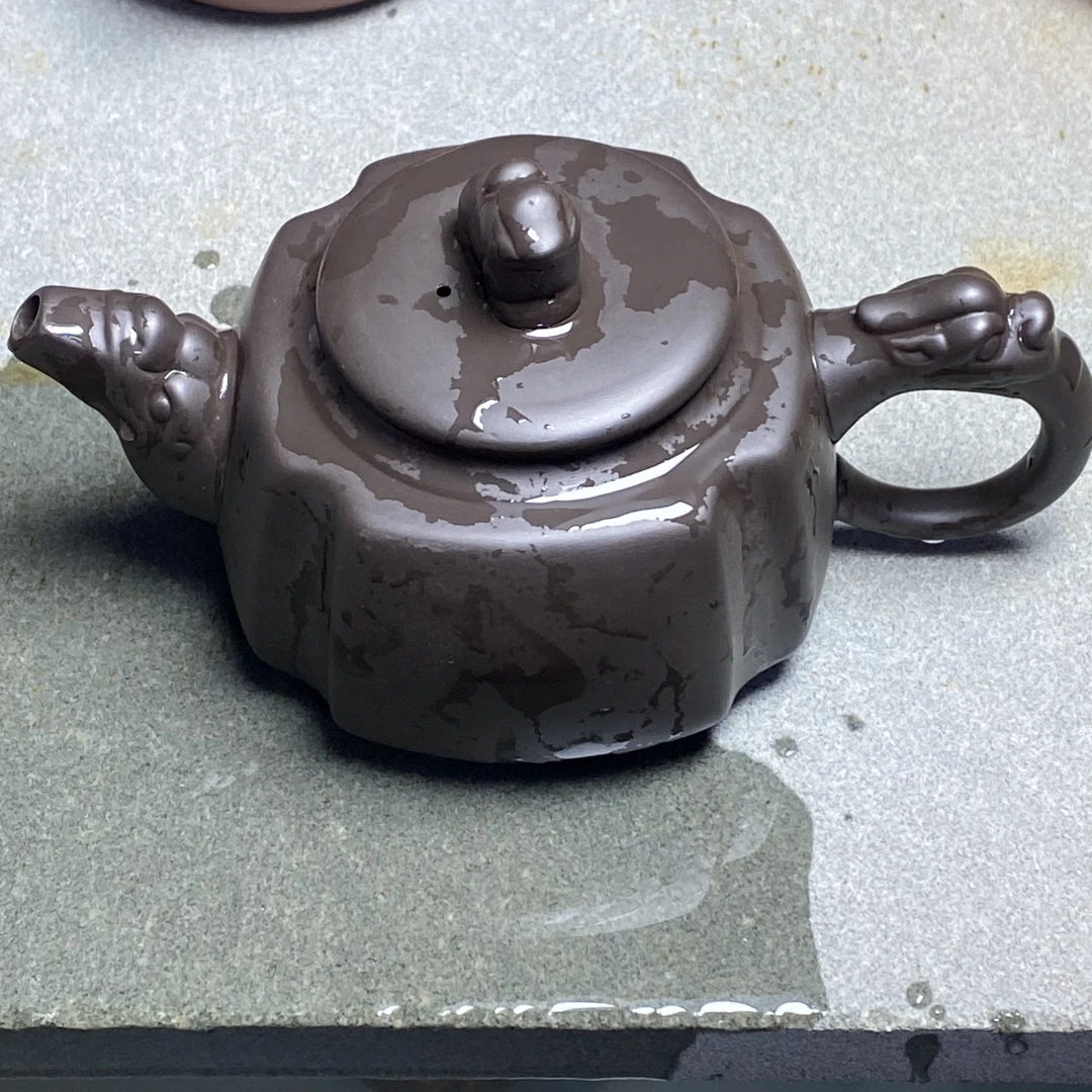 【直播质检款】纯手工紫泥四方龙尊凤鸣壶