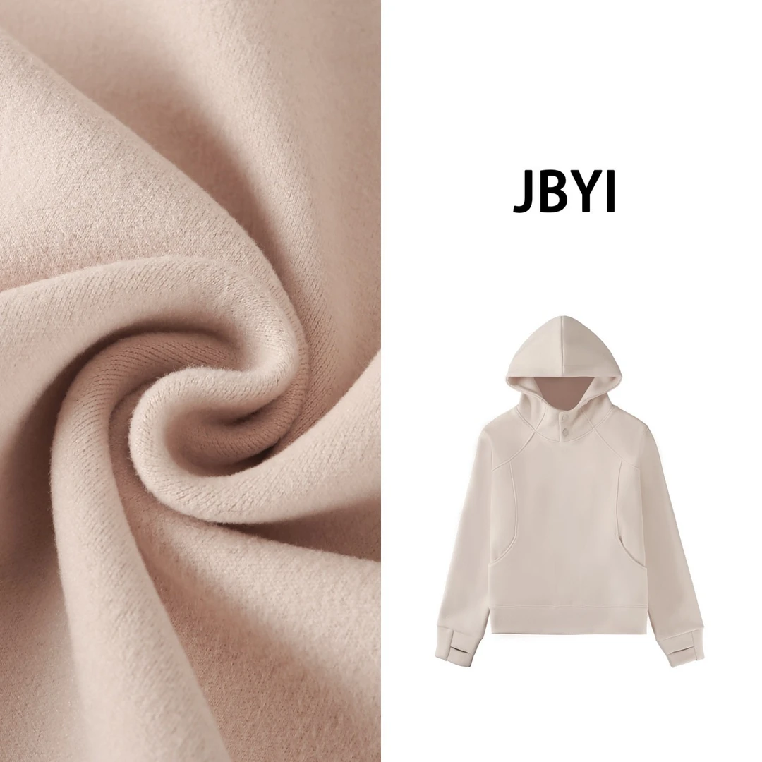 安禾家-小个子【防风卫衣】秋冬季日系连帽套头设计感立领廓形上衣