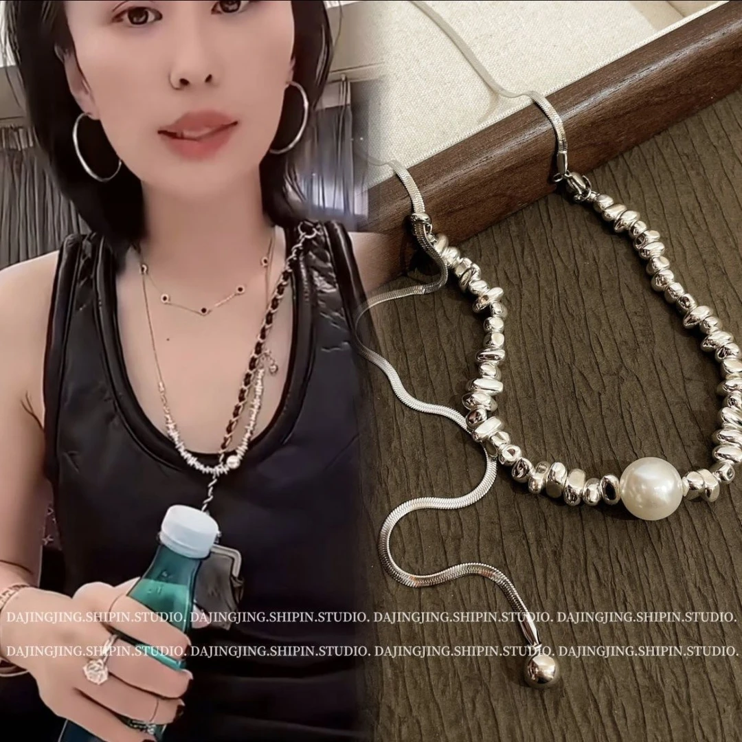 合金项链 直播高级感可调节抽拉蛇骨链碎银毛衣链设计女爆